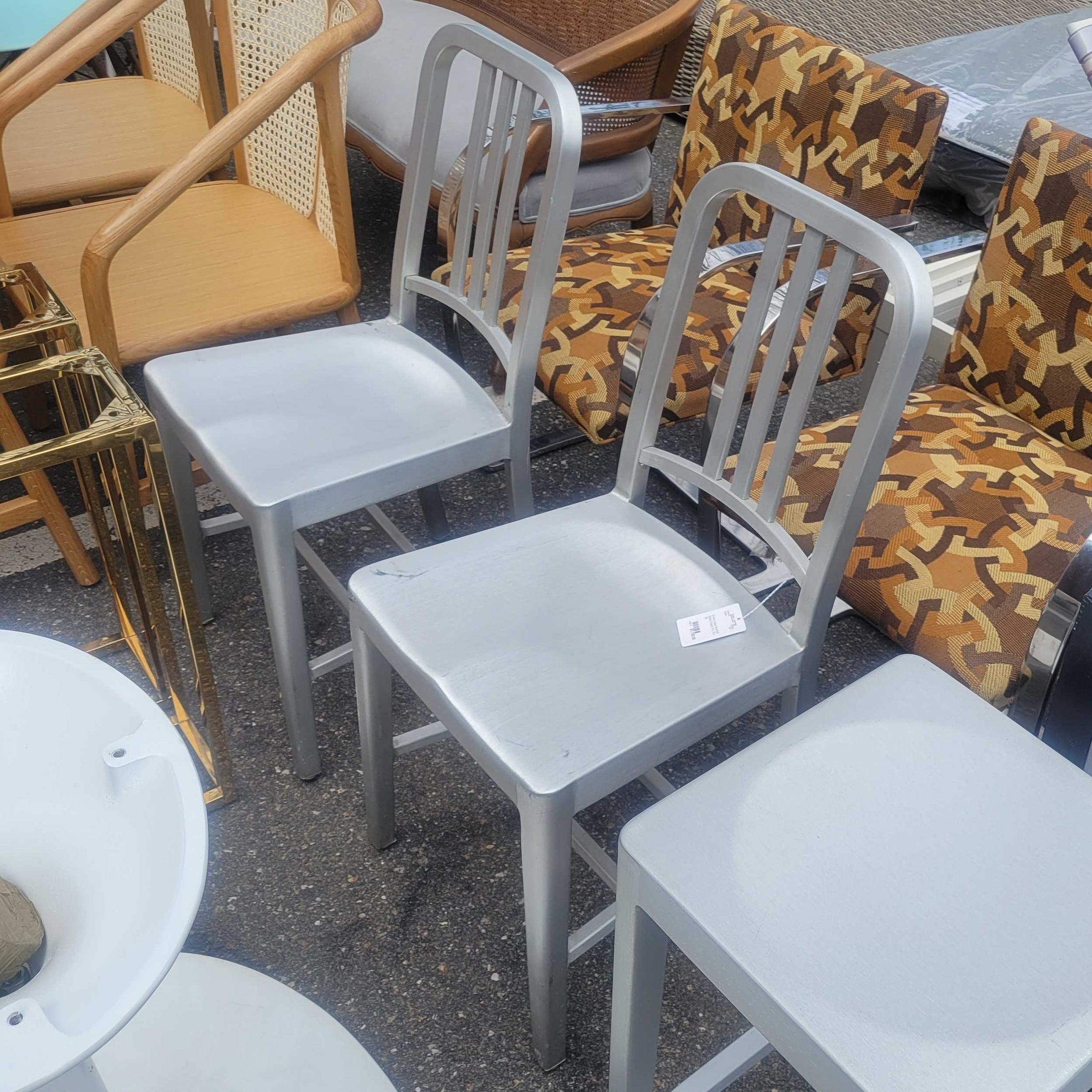 PAIR of Emeco Brushed Aluminum Chairs