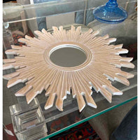 White Washed Wood Starburst Mirror