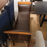 Antique French Directoire Style Nailhead Bench Reupholstered in Leather