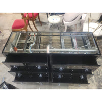 Black Lacquer & Nickel 6-Drawer Dresser w/ Mirror Top by Worlds Away