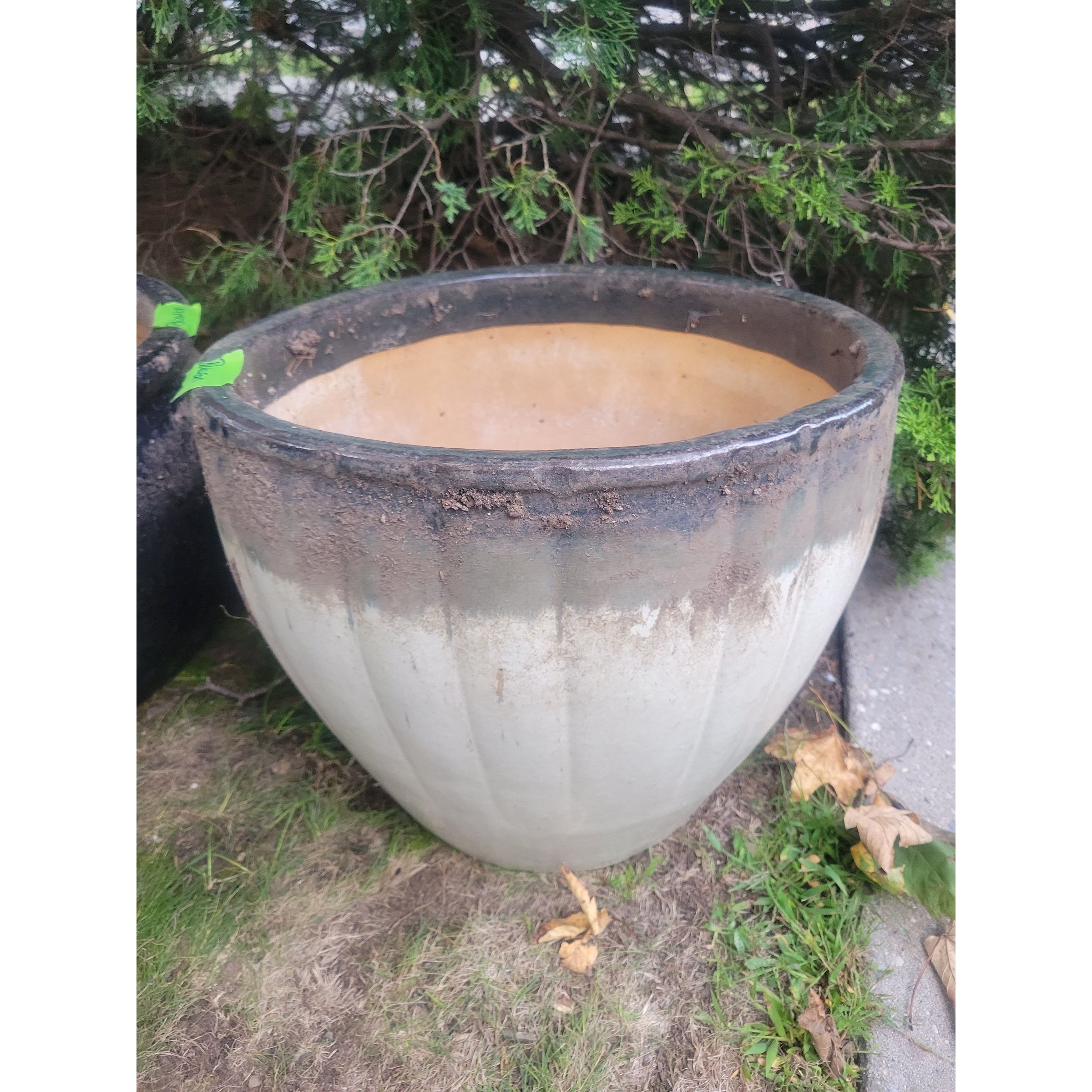 White & Gray Ceramic Outdoor Planter