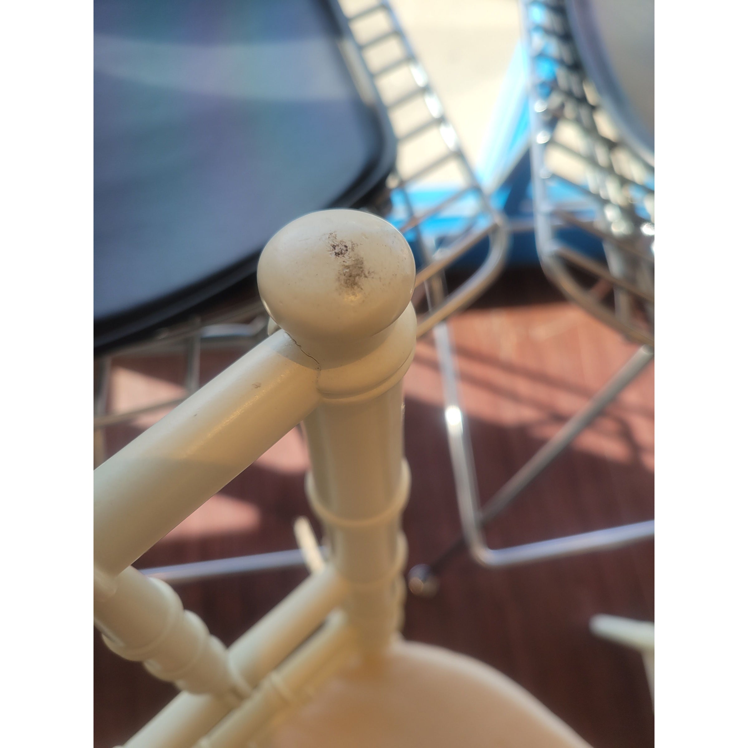 PAIR of Bulgarian Faux Bamboo Dining Chairs w/ Beige Cushions - AS IS