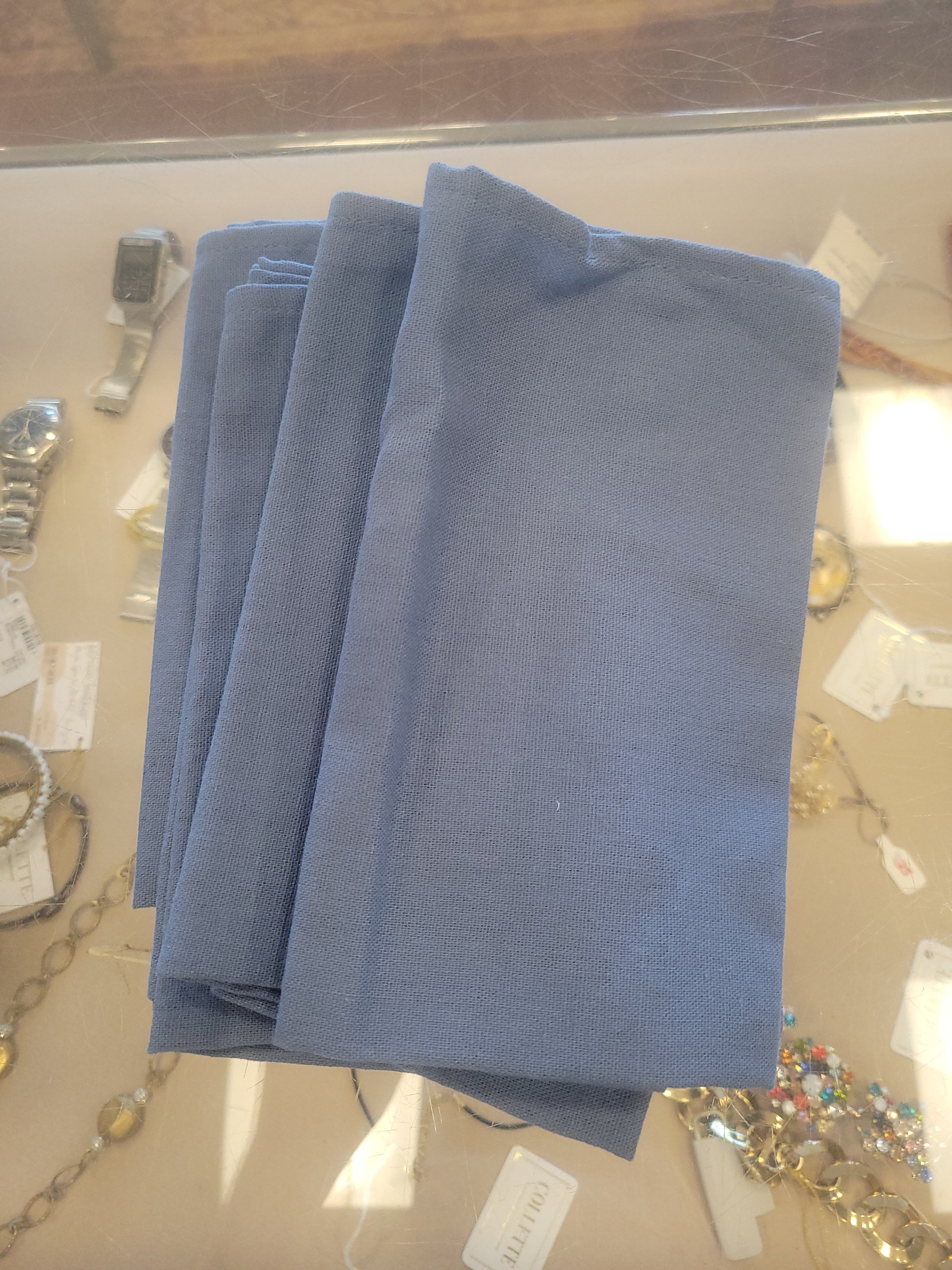 Set of 6 Blue Gray Linen Napkins