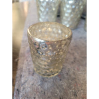 Pair of Small Hexagonal Mercury Glass Candle Holders