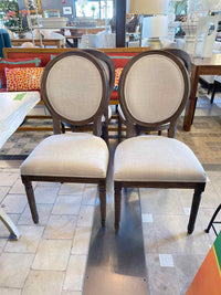 SET of 8 French Linen & Wood Dining Side Chairs by RH