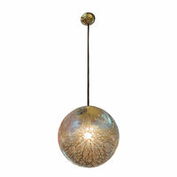 Gold Mottled Clear Glass Sphere Pendant by John Salibello - colletteconsignment.com