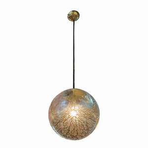 Gold Mottled Clear Glass Sphere Pendant by John Salibello