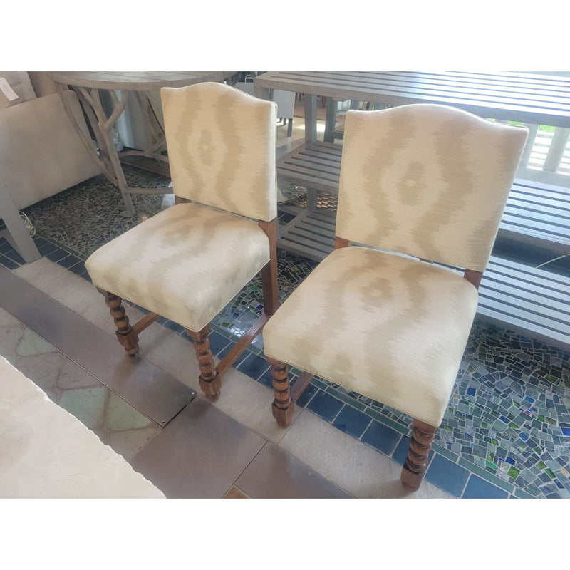 Set of 4 IKAT Upholstered Wood Dining Chairs (AS IS) - colletteconsignment.com