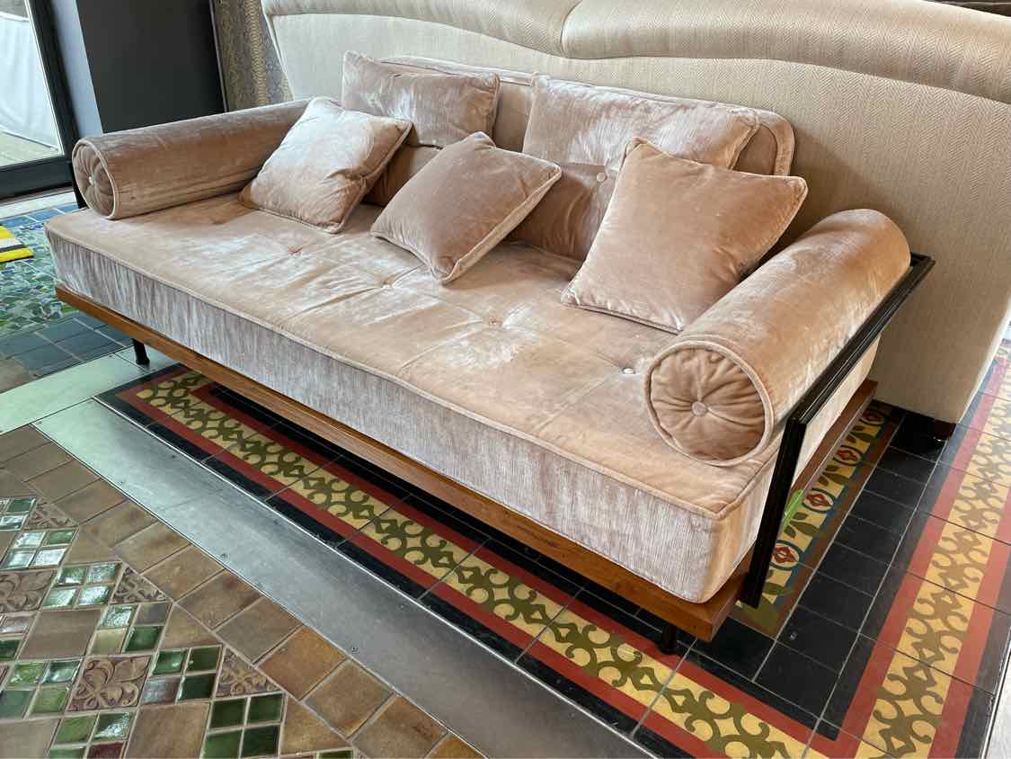 Low 2-Seater Sofa w/ Metal & Teak Frame Attrib. to P. Tendercool
