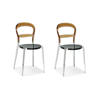 Pair of Wien Transparent Amber & Aluminum Dining Chairs