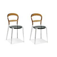 Pair of Wien Transparent Amber & Aluminum Dining Chairs