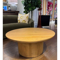 Round Natural Wood Pedestal Coffee Table
