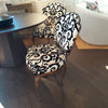 Pair of Vintage French Style Wrougt Iron Armchairs w/ Black & White Floral Print