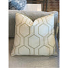 PAIR of Custom Gold Embroidery on Linen w/ Gold Velvet Backing Pillows