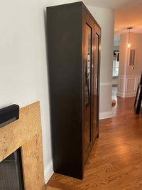 Dark Lacquer Cabinet w/ Glass Panel Doors