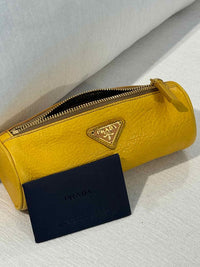 Prada Leather Yellow Make Up Purse