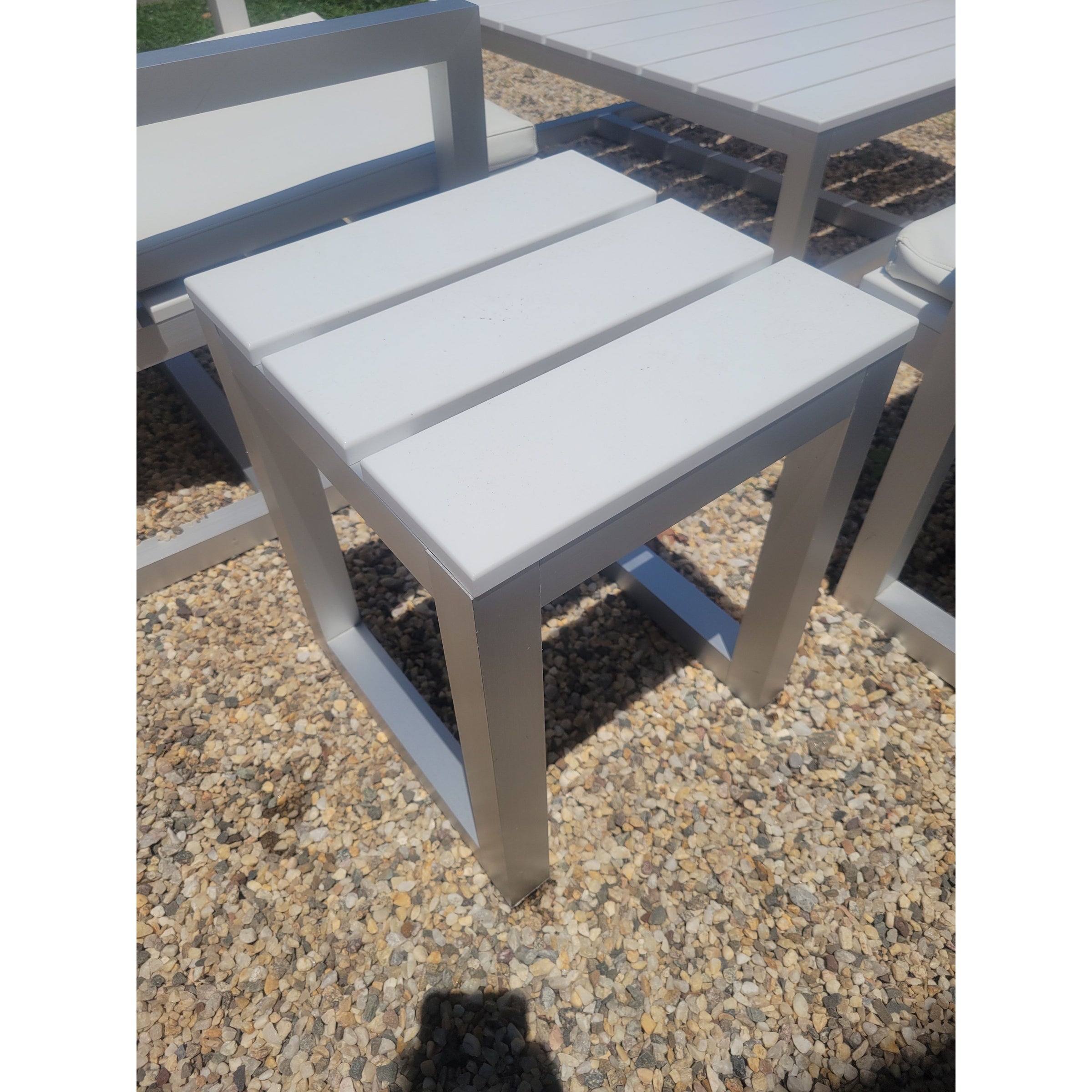 Aluminum Square Side Table w/ White Slat Top by Gandia Blasco