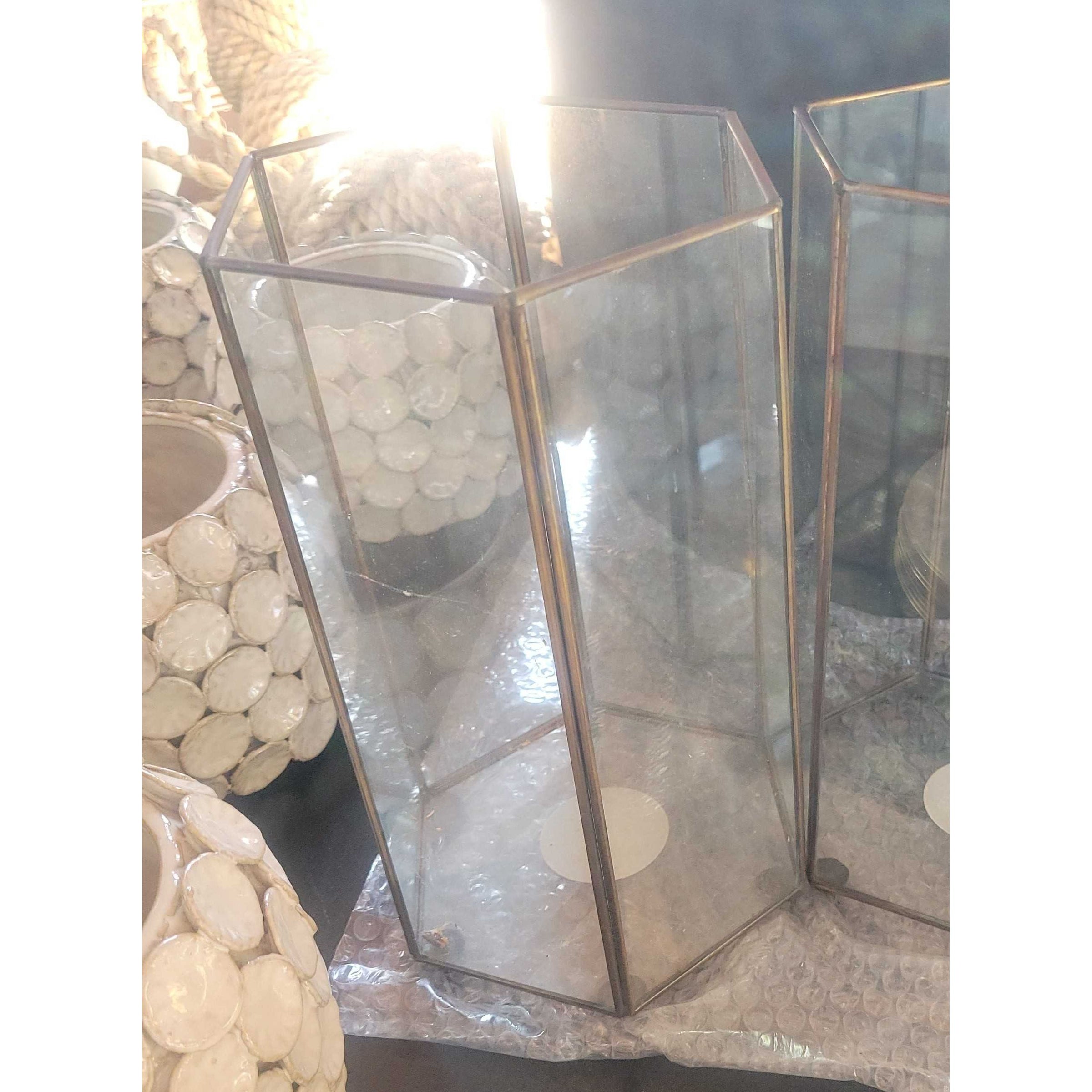 Small Brass Hexagonal Hurricane by Serena & Lily