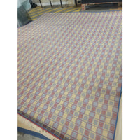 12x14-ft Blue & Red Squares Pattern Rug