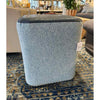 Square Ottoman in Faux Leather Blue Over Light Blue 19"Sq x 22"H