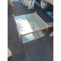 St. Germain Brass Side Table w/ Glass Top & Shelf by S&L