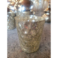 Set of 5 Large Hexagonal Mercury Glass Candle Holders