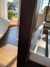 King-Sized Brassed Metal Canopy Bed Frame w/ Upholstered Headboard (AS IS)