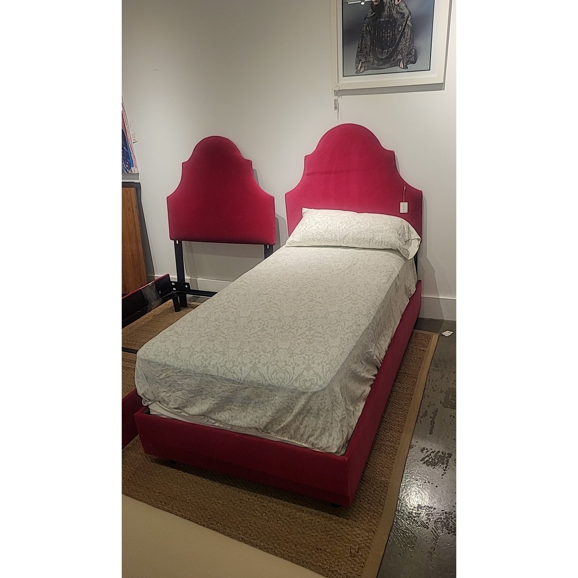 Twin-Sized Pink Velvet Bed