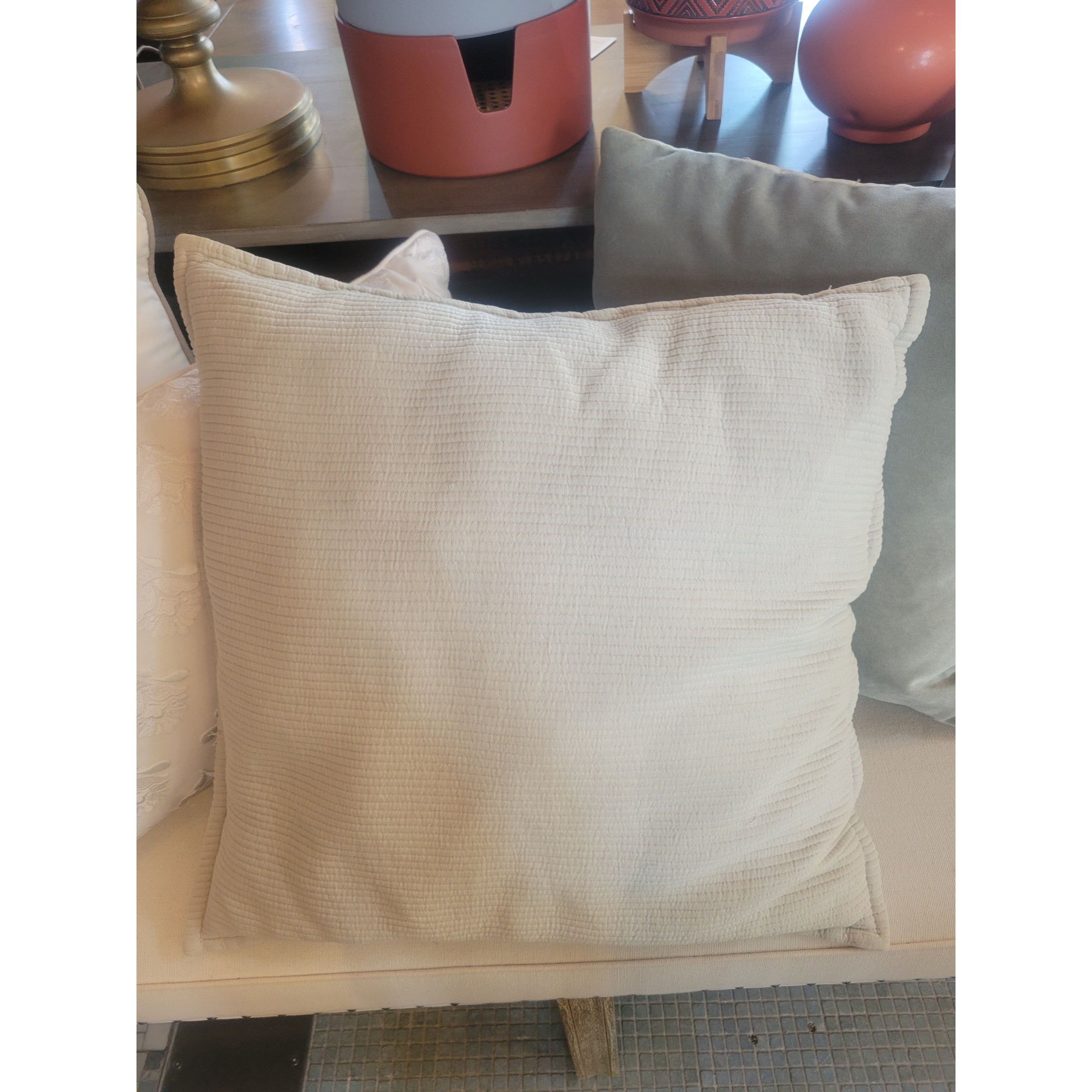 Ribbed Pale Green Square Pillow