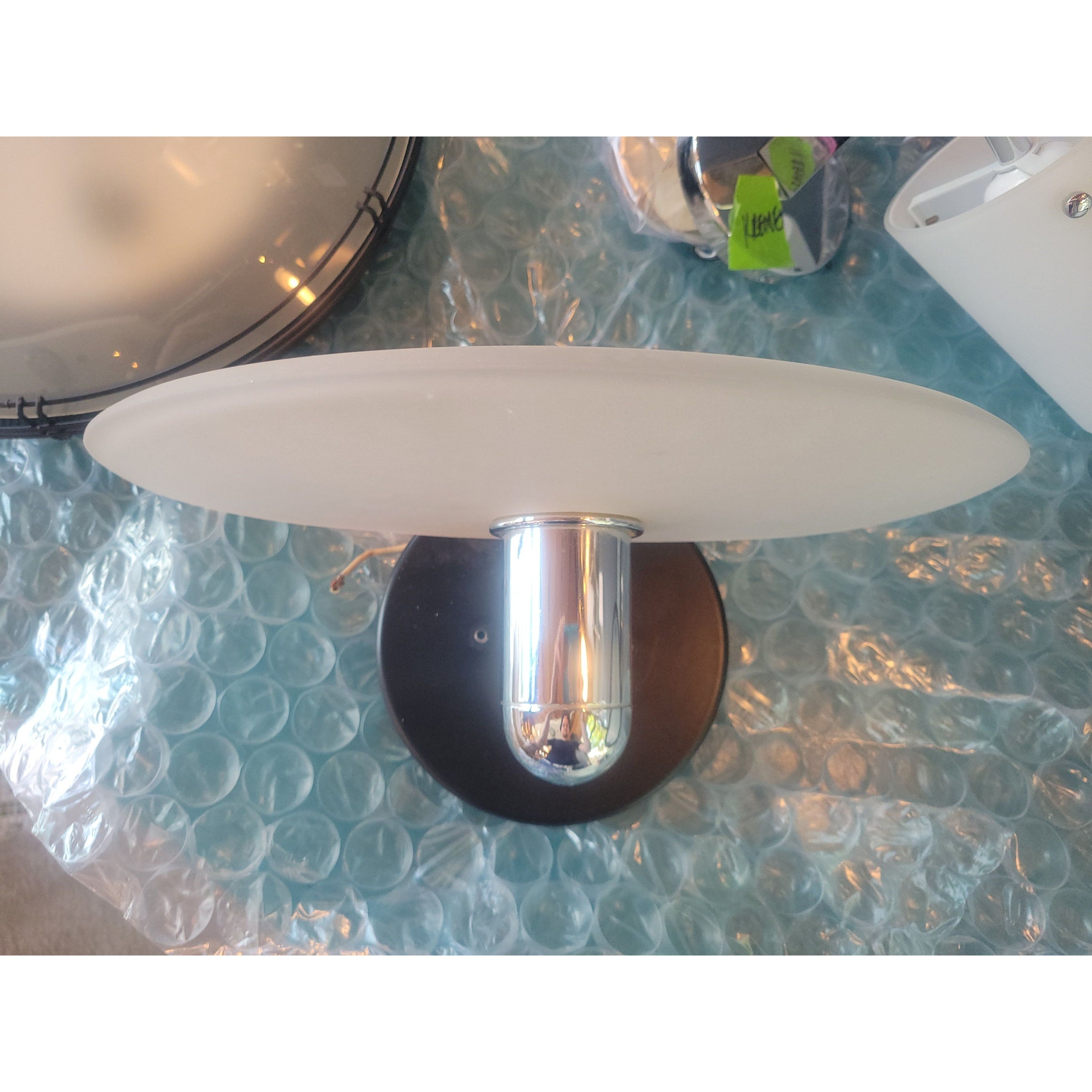 Chrome & Frosted Glass Disk Sconce