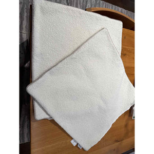 Pair of Boucle Pillow Covers w/ Beige Velvet Piping 22"Sq