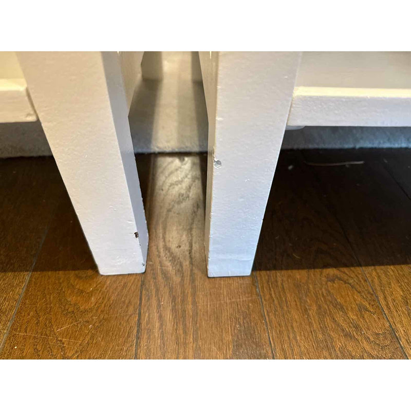 Pair of White Wood Mecox Gardens Side Tables w/ Mirror Tops - AS IS