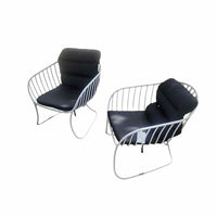 Pair of Royal Botania White "Folia" Low Carver Pebble Chairs