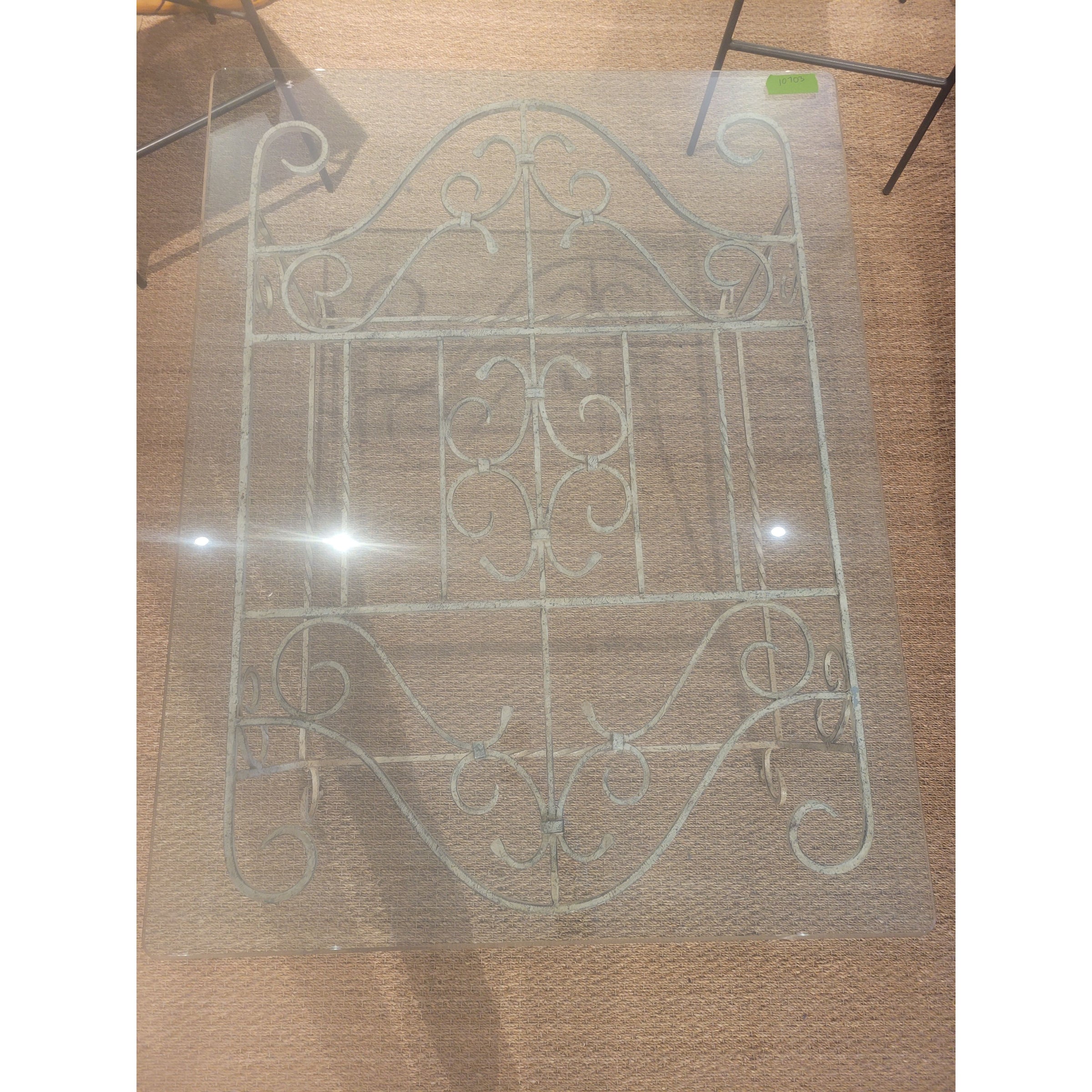 French Style Wrought Iron Coffee Table w/ Beveled Glass Top