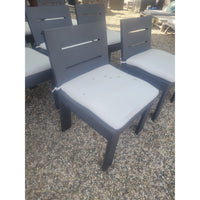 SET of 8 Brushed Aluminum Marbella Dining Chairs w/ Seats by RH (AS IS)