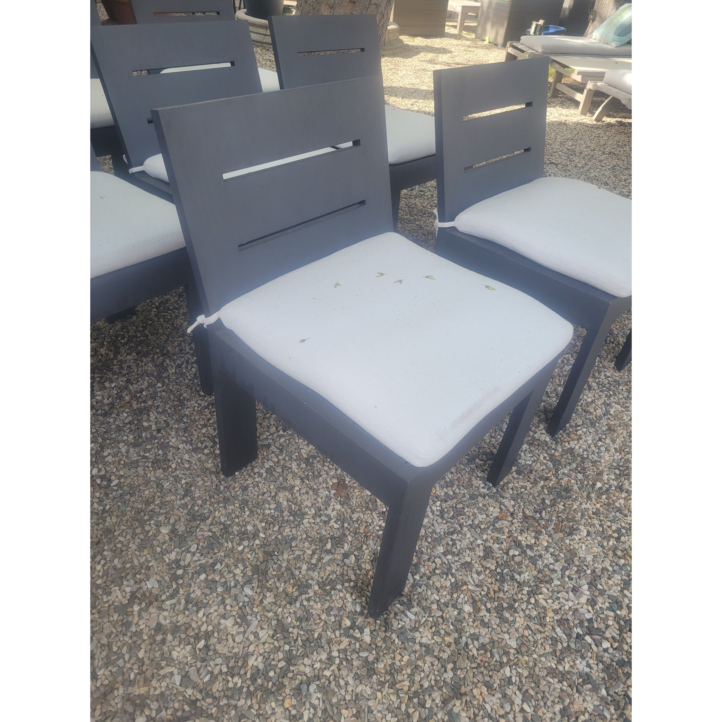 SET of 8 Brushed Aluminum Marbella Dining Chairs w/ Seats by RH (AS IS)