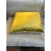 PAIR of Custom Gold Embroidery on Linen w/ Gold Velvet Backing Pillows
