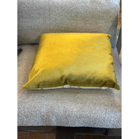 PAIR of Custom Gold Embroidery on Linen w/ Gold Velvet Backing Pillows