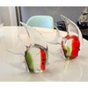 Pair of Red & Green Murano Glass Fish Sculptures