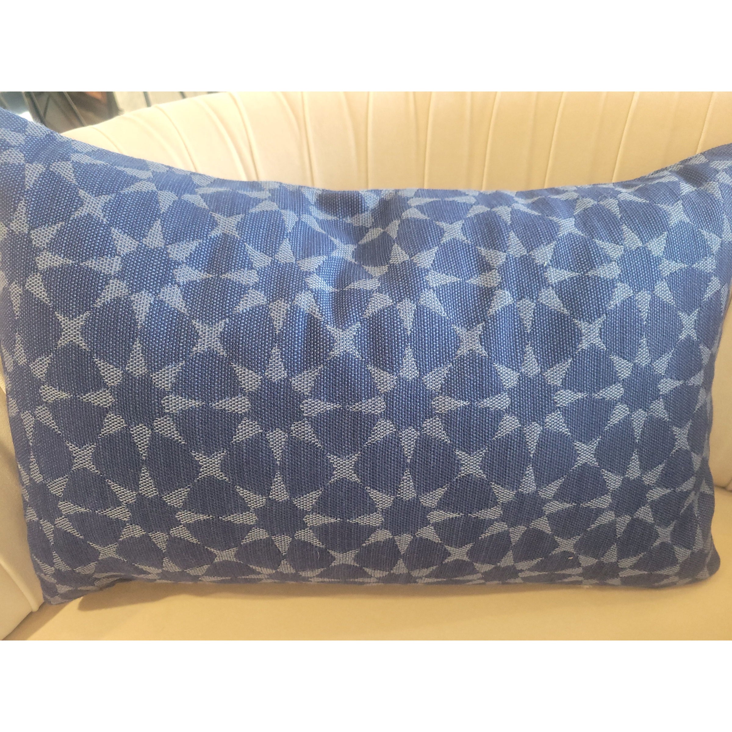 PAIR of Navy Stars Print Lumbar Pillows