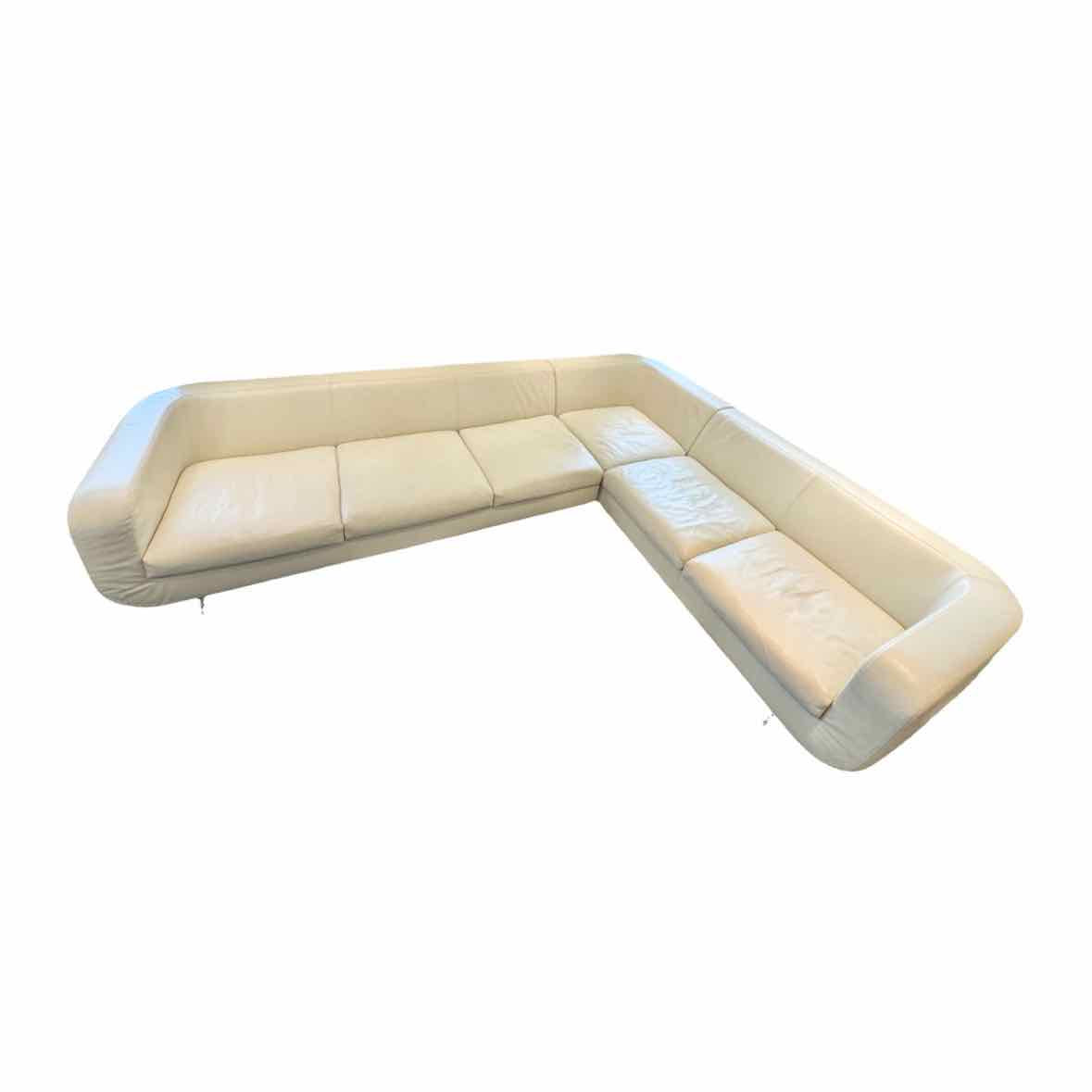 Minotti Dubuffet Sectional Sofa in White Leather by Rodolfo Dordoni 115"Lx90"Wx2