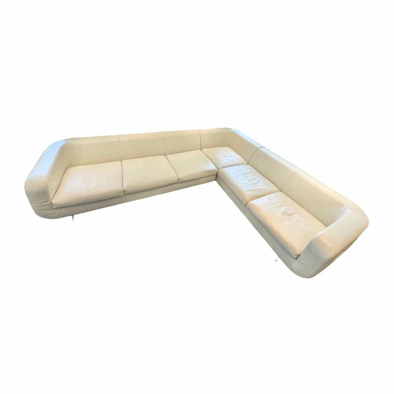 Minotti Dubuffet Sectional Sofa in White Leather by Rodolfo Dordoni 115"Lx90"Wx2