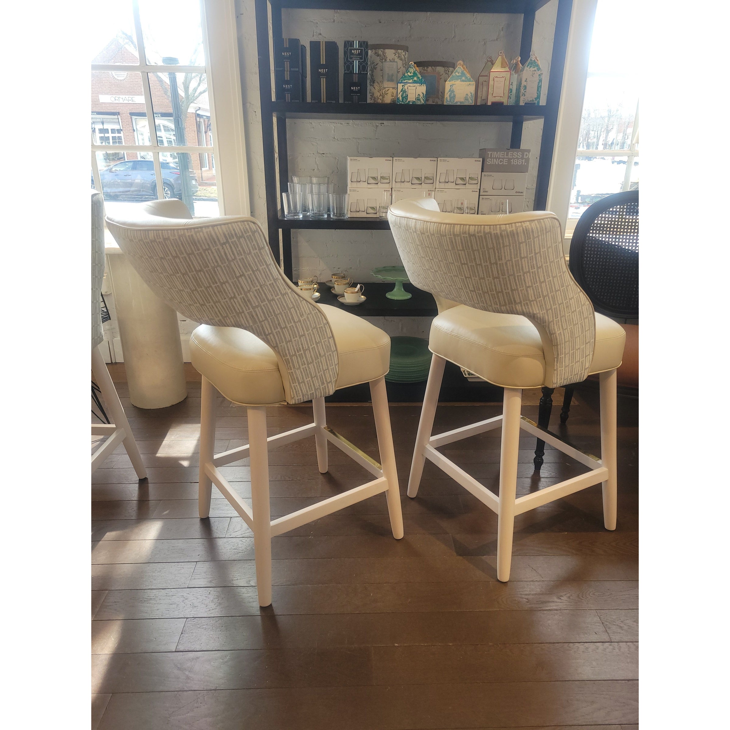 SET of 4 Custom 'Beccacino' Leather Counter Stools by Tailored Home