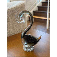 Vintage Smoked Glass Crane by Murano