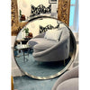 Round Mirror w/ Brushed Stainless Steel Frame by Ralph Lauren