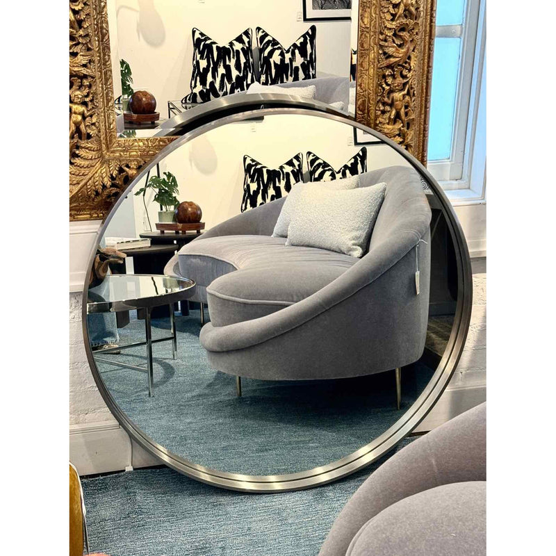 Round Mirror w/ Brushed Stainless Steel Frame by Ralph Lauren