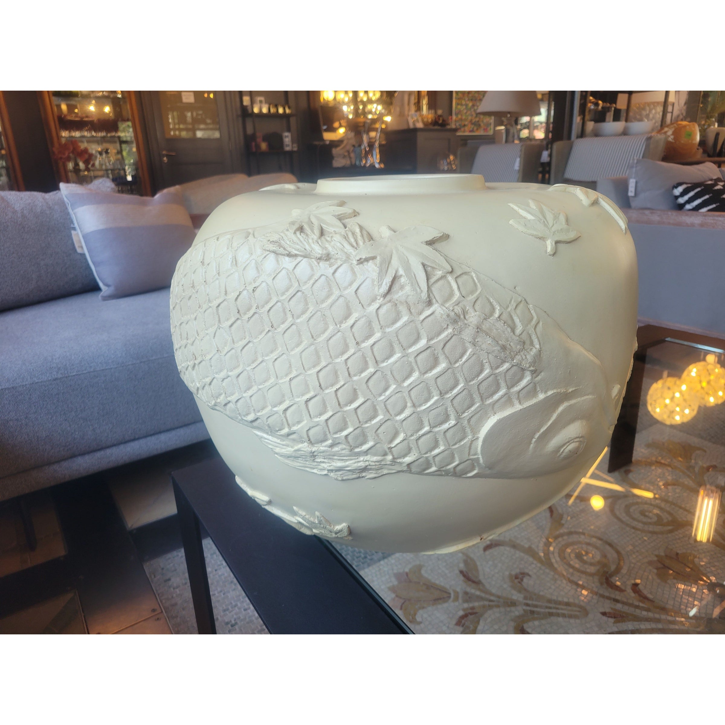 Beige Resin Fish Motif Bowl