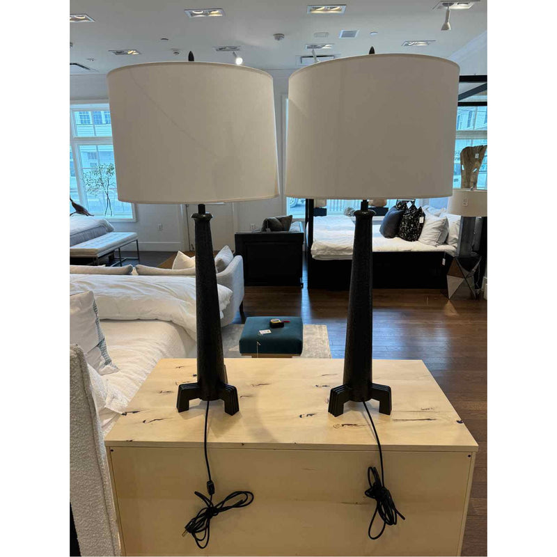 Pair of Tall Bronze Table Lamps 18"Diam X 41"H