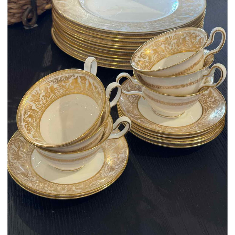 Set 13 pcs,  Seven & Six Cups, Wedgewood Florentine Gold
