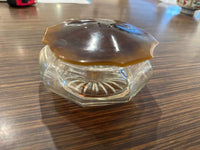 Vintage Art Deco Hexagon Powder Jar w/Bakelite Lid, 4.75" Dia x 2.5"H